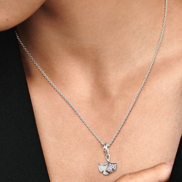 Pandora Double Gingko Leaves Sparkling Dangle Charm - Picture 4 of 5